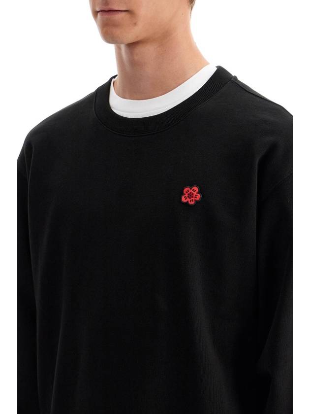 Boke Flower Embroidery Crew Neck Cotton Sweatshirt Black - KENZO - BALAAN 6