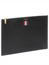 Pebble Grain Three Stripes Zipper Small Clutch Bag Black - THOM BROWNE - BALAAN 2