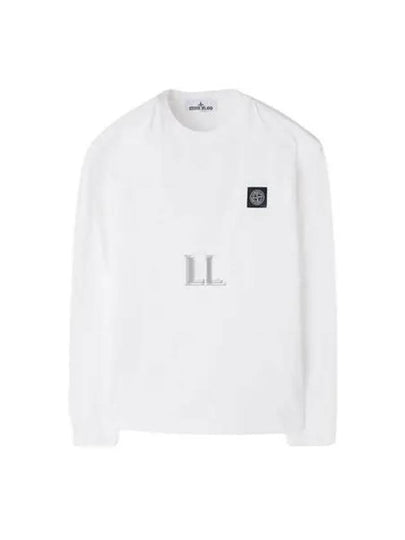 Chest Patch Long Sleeve T-Shirt White - STONE ISLAND - BALAAN 2