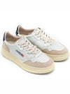 Women's Leather Suede Medalist Low Top Sneakers White Blue - AUTRY - BALAAN 3