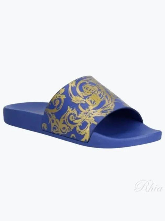 logo print slippers blue - VERSACE - BALAAN 2