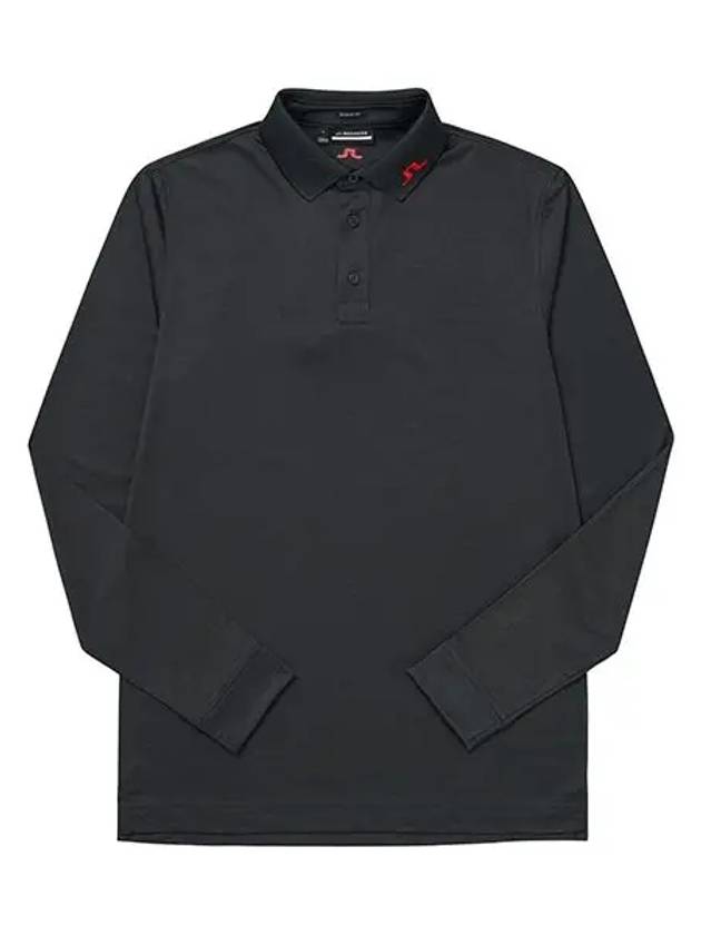 Men's Tour Tech Long Sleeve Polo Shirt Black Melange - J.LINDEBERG - BALAAN 4