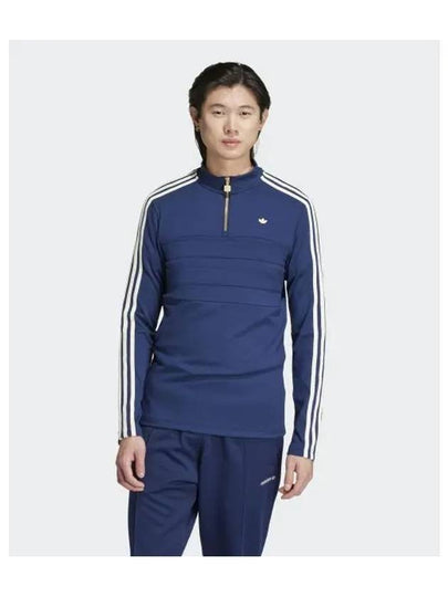 Premium Logo Embroidered Long Sleeve T Shirt Night Indigo - ADIDAS - BALAAN 2