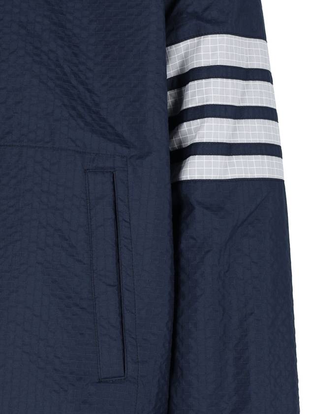 4 Bar Stripe Ripstop Zip-up Jacket Blue - THOM BROWNE - BALAAN 6