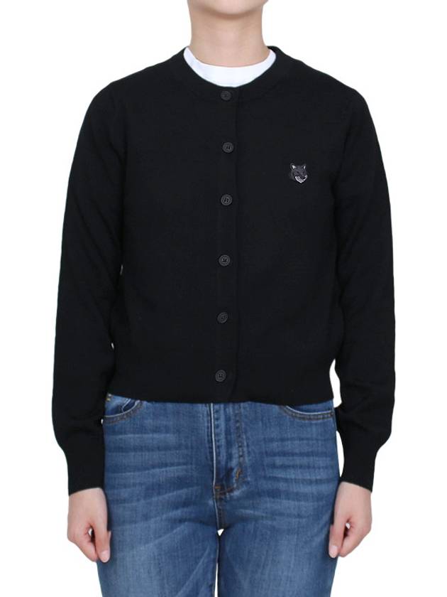 Bold Fox Head Patch Regular Cardigan Black - MAISON KITSUNE - BALAAN 2