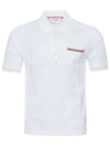 Men's Three Stripes Pocket Mercerized Short Sleeve Polo Shirt White - THOM BROWNE - BALAAN 7