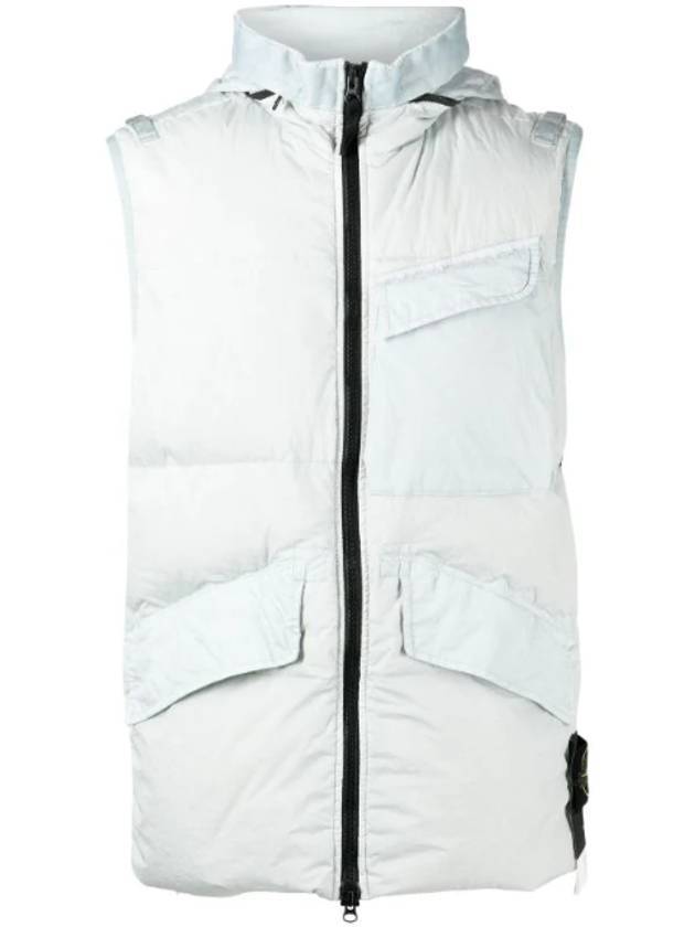 Garment Dyed Crinkle Reps Nylon Down Vest Light Grey - STONE ISLAND - BALAAN 1