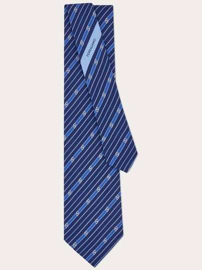 Gancini Print Silk Tie Blue - SALVATORE FERRAGAMO - BALAAN 2