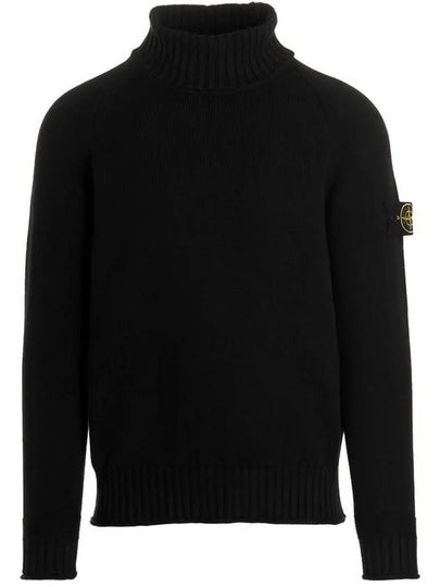 Logo Wappen Patch Cotton Turtleneck Black - STONE ISLAND - BALAAN 2