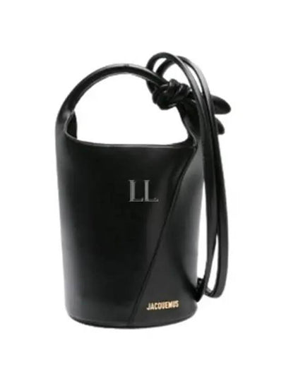 Le Petit Tourni Mini Knotted Leather Bucket Bag Black - JACQUEMUS - BALAAN 2