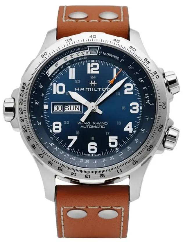 H77765541 Khaki Aviation Xwind Day Date Men's Leather Watch - HAMILTON - BALAAN 6