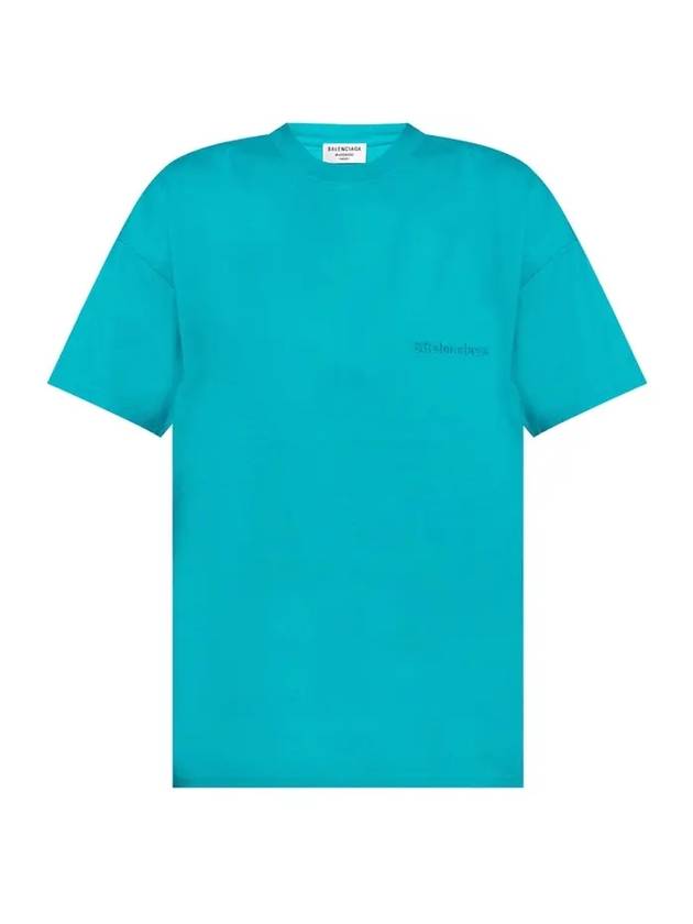 Logo Short Sleeve T-Shirt Blue - BALENCIAGA - BALAAN 1