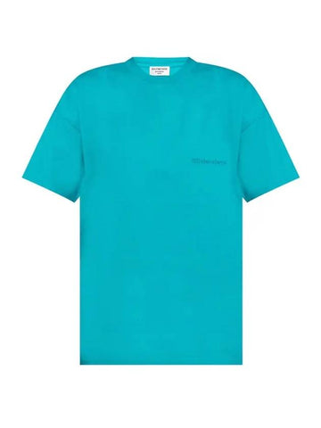 Logo Short Sleeve T-Shirt Blue - BALENCIAGA - BALAAN 1