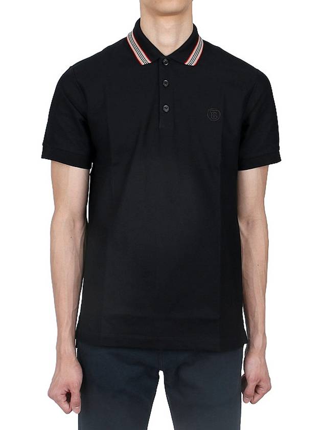 Striped Cotton Polo Shirt Black - BURBERRY - BALAAN 3