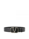 V Logo Signature Leather Belt Black - VALENTINO - BALAAN 2