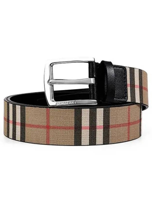 Men's Vintage Check Leather Belt Beige - BURBERRY - BALAAN 2