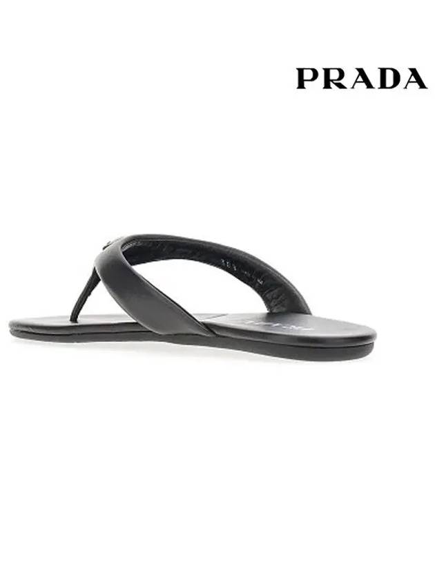 Triangle Logo Flip Flops Black - PRADA - BALAAN 6