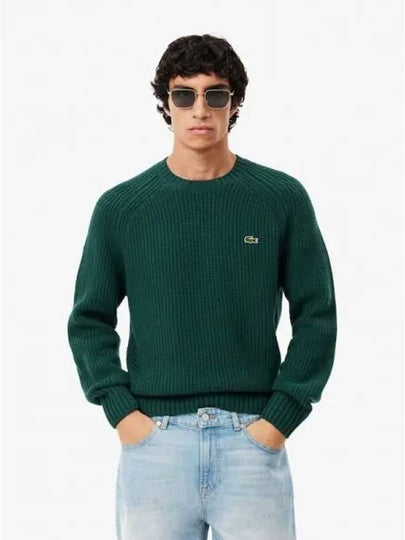 Crew Neck Wool Knit Top Green - LACOSTE - BALAAN 2