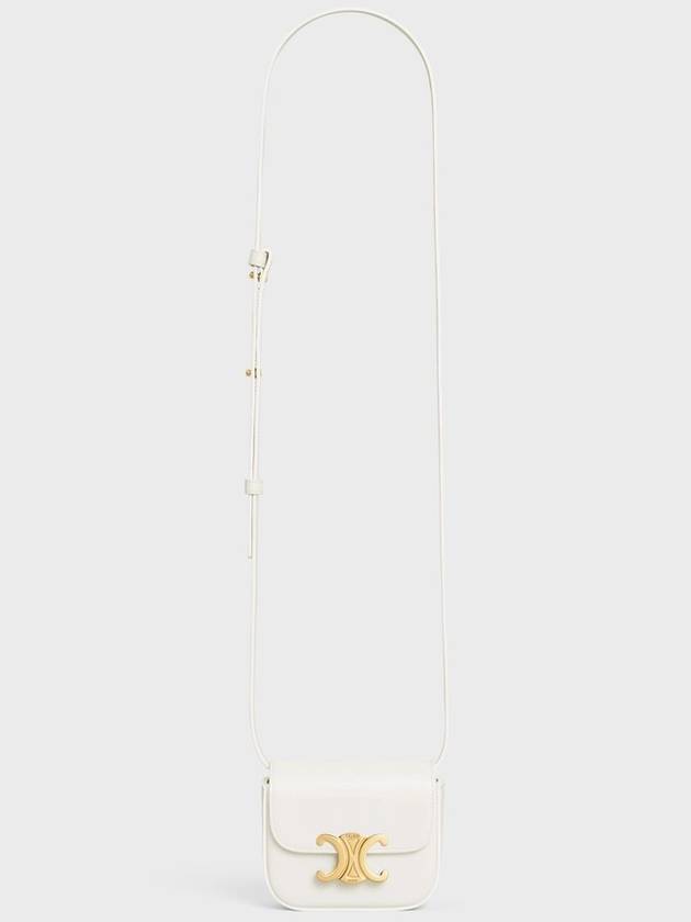 Triomphe Small Shiny Calfskin Cross Bag White - CELINE - BALAAN 6