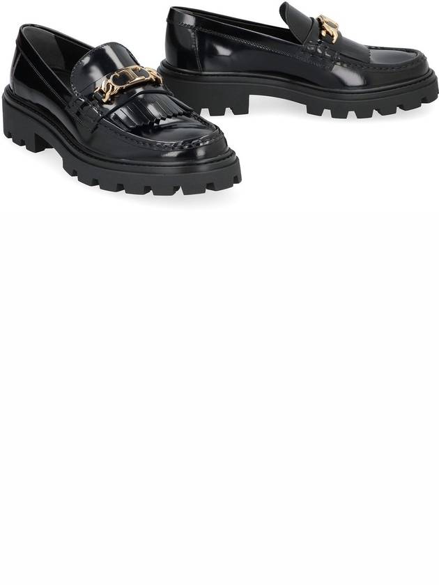 Leather Fringe Loafers Black - TOD'S - BALAAN 4