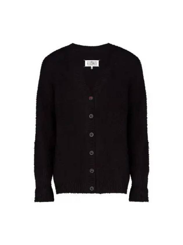 V-Neck Stitch Oversized Knit Cardigan Black - MAISON MARGIELA - BALAAN 2