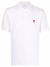 Heart Logo Polo Shirt White - AMI - BALAAN 2