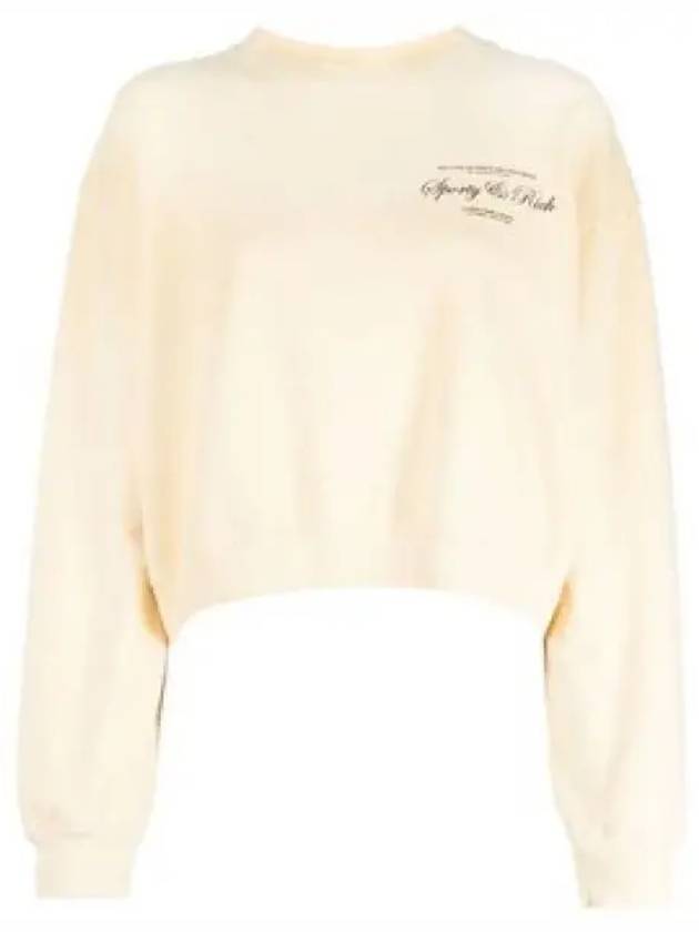 Logo Print Cropped Cotton Sweatshirt Light Yellow - SPORTY & RICH - BALAAN 2