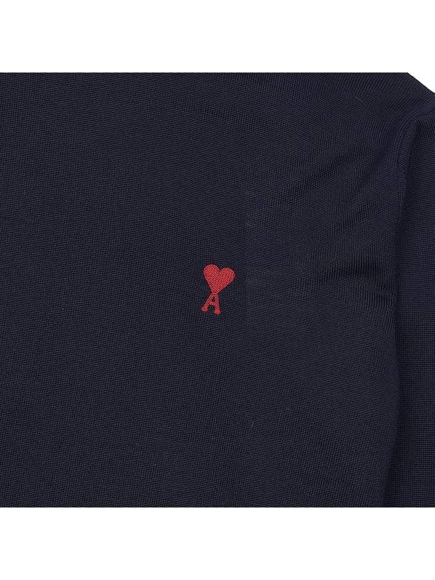 Heart Logo Wool Turtleneck Navy - AMI - BALAAN 7