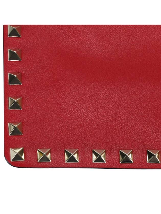 Rockstud Leather Clutch Bag Red - VALENTINO - BALAAN 6