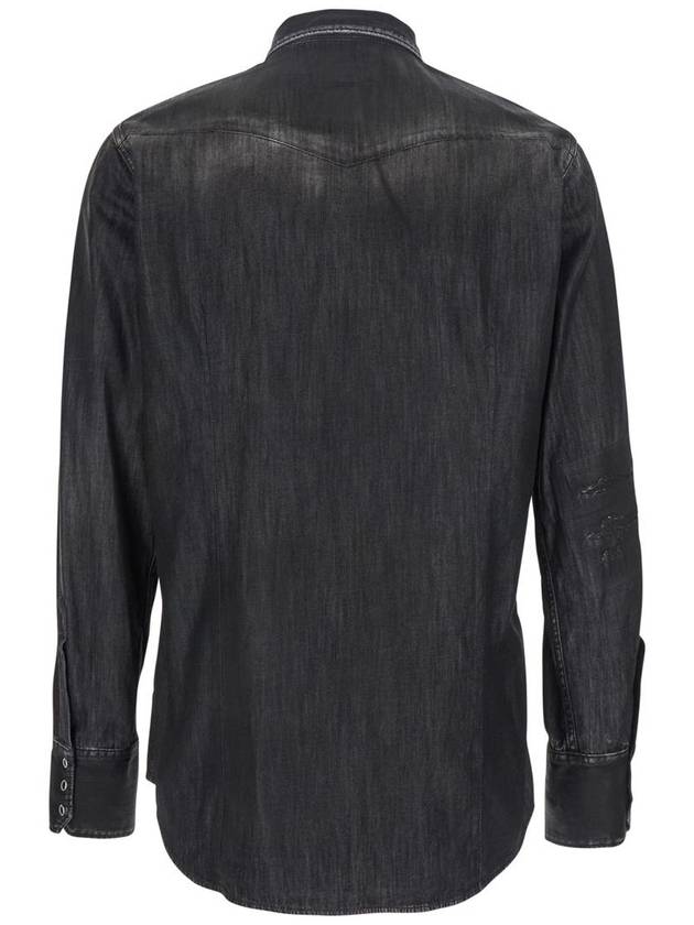 'Classic Western' Black Shirt With Distressed Details In Cotton Man - DSQUARED2 - BALAAN 2