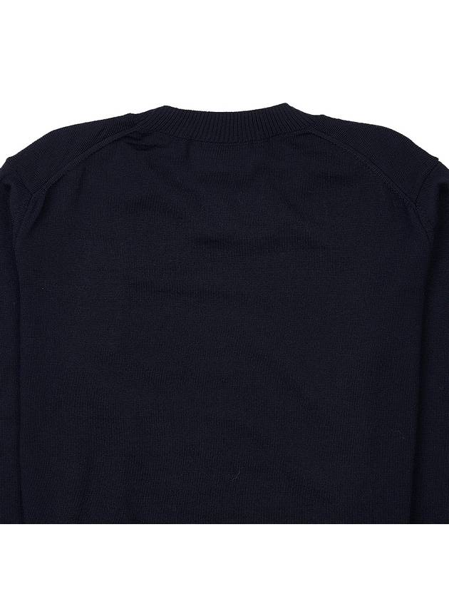 Heart Embroidered Logo Crew Neck Knit Top Navy - AMI - BALAAN 8