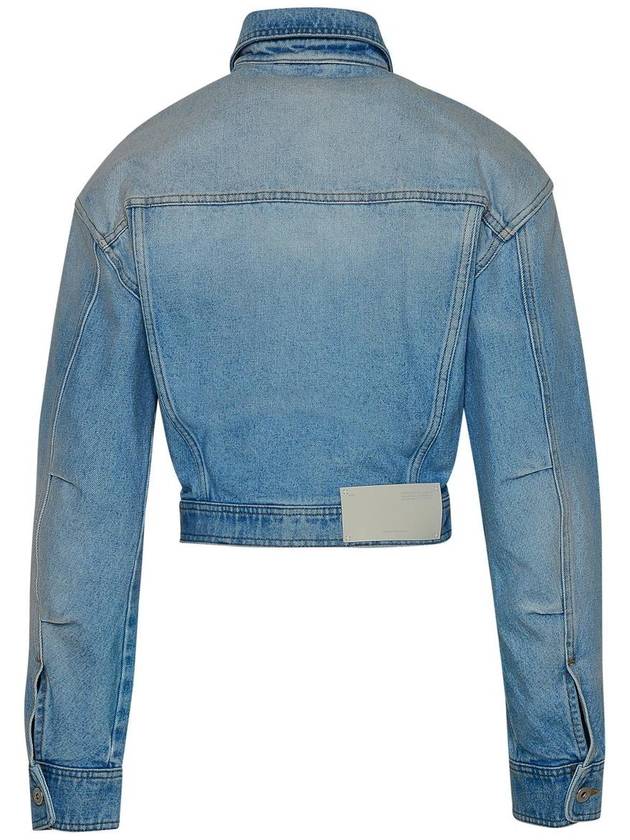 Women's Toy Box Bleach Crop Denim Jacket Blue - OFF WHITE - BALAAN 4