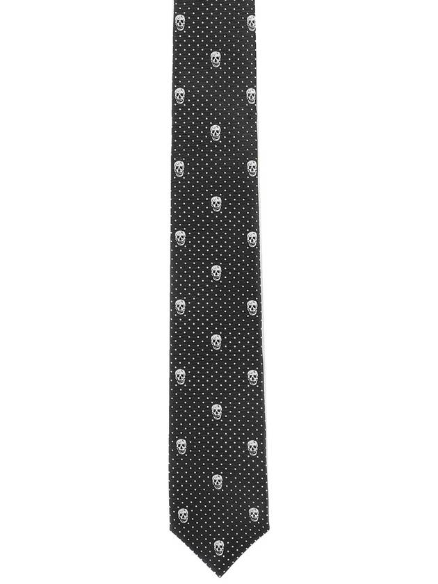 Skull Polka Dot Tie Black - ALEXANDER MCQUEEN - BALAAN.