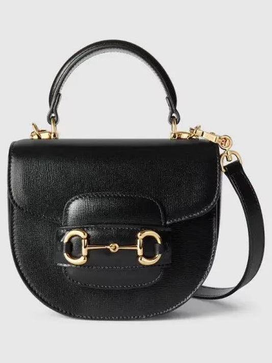 Horsebit 1955 Mini Top Handle Bag Black Leather 7813871AAQD1000 - GUCCI - BALAAN 2