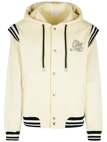 Off-White 'Varsity' Cream Cotton Jacket - OFF WHITE - BALAAN 1