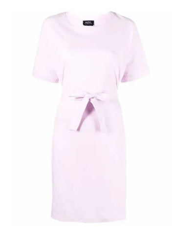 Women's Belted Waist Midi Dress Pink - A.P.C. - BALAAN.