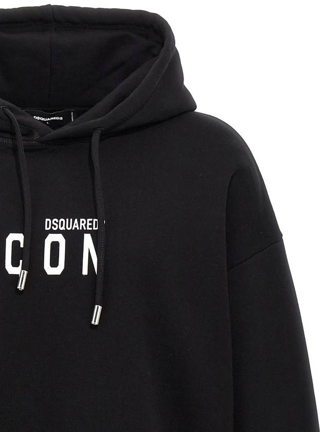 Icon Relax Fit Hoodie Sweatshirt Black - DSQUARED2 - BALAAN 4