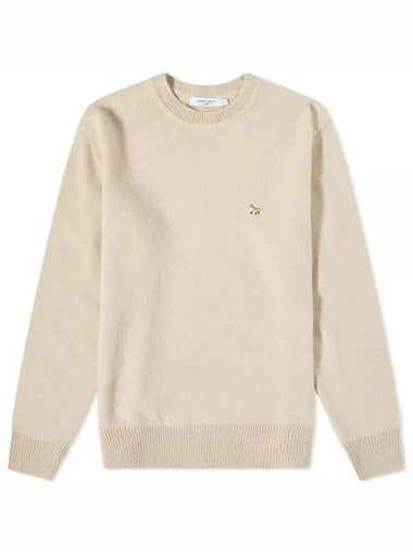 Baby Fox Patch Cozy Round Neck Knit Top Beige - MAISON KITSUNE - BALAAN 1