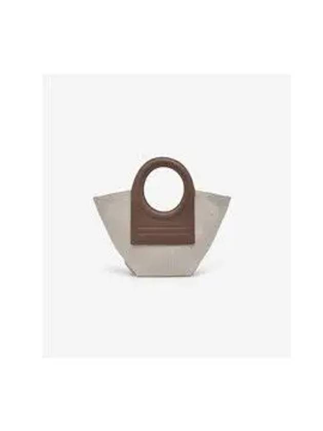 Mini Color Canvas Leather Tote Bag Beige Brown - HEREU - BALAAN 8