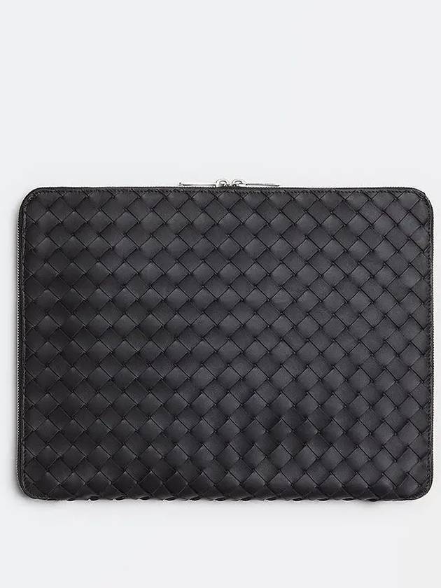 Intrecciato Document Case Clutch Bag Black - BOTTEGA VENETA - BALAAN 3