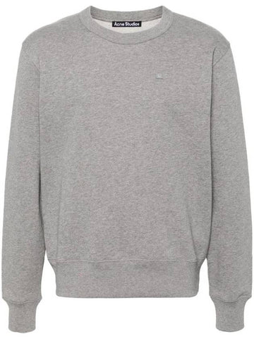 Face Logo Applique Cotton Sweatshirt Grey - ACNE STUDIOS - BALAAN 1