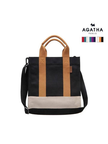 Canvas color combination block tote bag AGT211 539 - AGATHA APPAREL - BALAAN 1