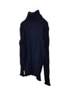 Women's Stripe Aran Cable Turtleneck Navy - THOM BROWNE - BALAAN 5