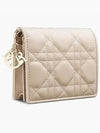 Lady Cannage Small Lambskin Half Wallet Sand - DIOR - BALAAN 3