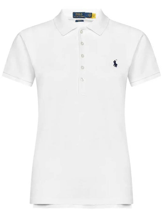 Women's Julie Embroidered Logo Short Sleeve Polo Shirt White - POLO RALPH LAUREN - BALAAN 2