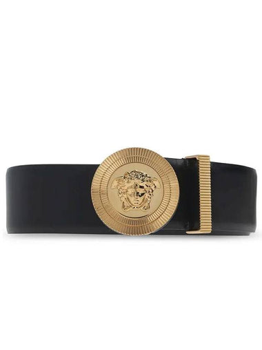 Medusa Buckle Leather Belt Black - VERSACE - BALAAN 1