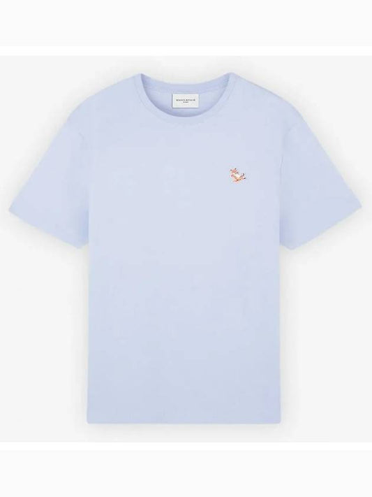Chillax Fox Patch Regular Short Sleeve T-Shirt Blue - MAISON KITSUNE - BALAAN 2