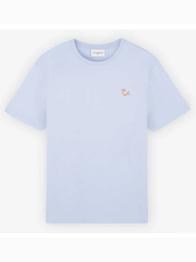 Chillax Fox Patch Regular Short Sleeve T-Shirt Blue - MAISON KITSUNE - BALAAN 3