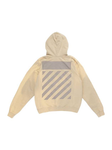 logo print drawstring hoodie beige - OFF WHITE - BALAAN 1