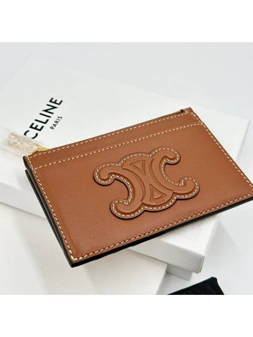 Smooth Lambskin Zipper Card Holder Tan 10K583EMJ - CELINE - BALAAN 1